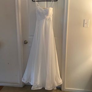La Femme Strapless Metallic Organza Gown